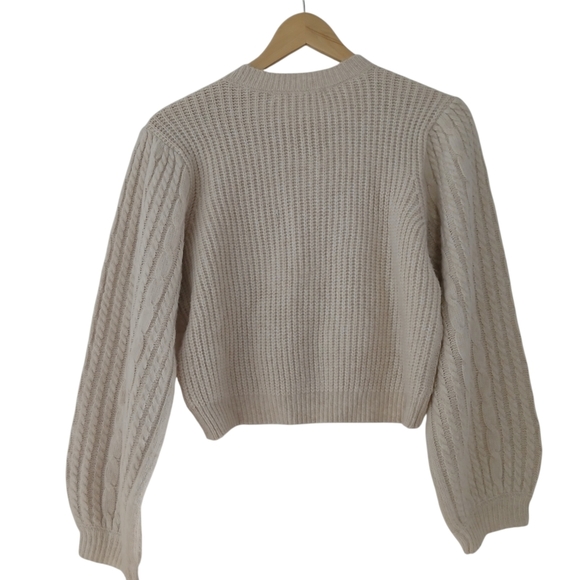 Altar'd State Crop Knit Bow-Accent Sweater in Taupe - Picture 5 of 15